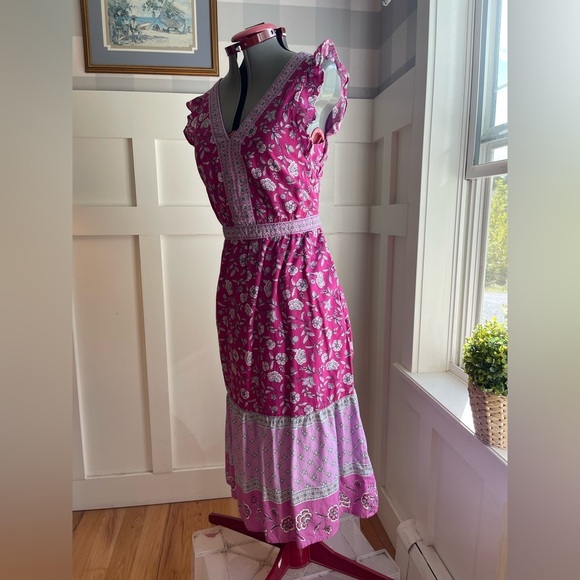 LOFT Pink and White Floral Maxi Dress Size 10 - Picture 8 of 11